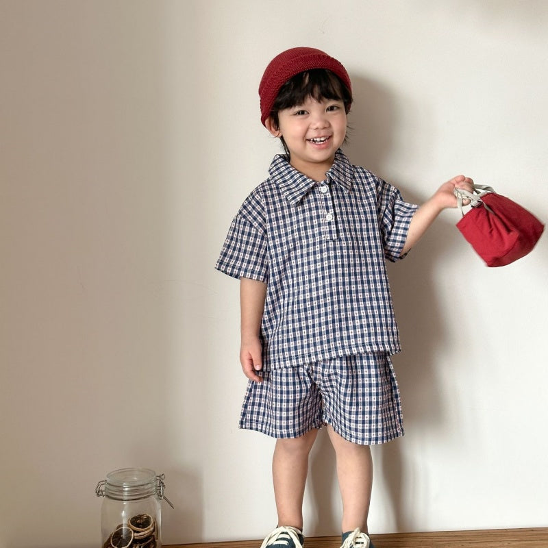【BABY&KID】夏新作ネイビーチェックセットアップ、ワンピースSK104703