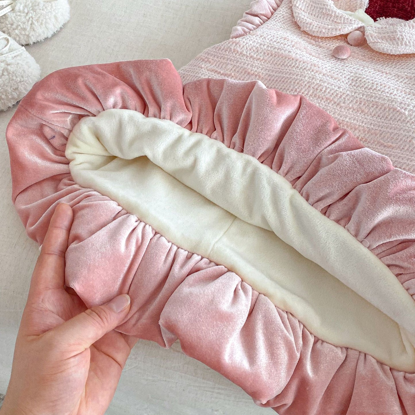 【BABY&KID】冬新作ツイード風お姫様ワンピース＆リボンアクセSK102733