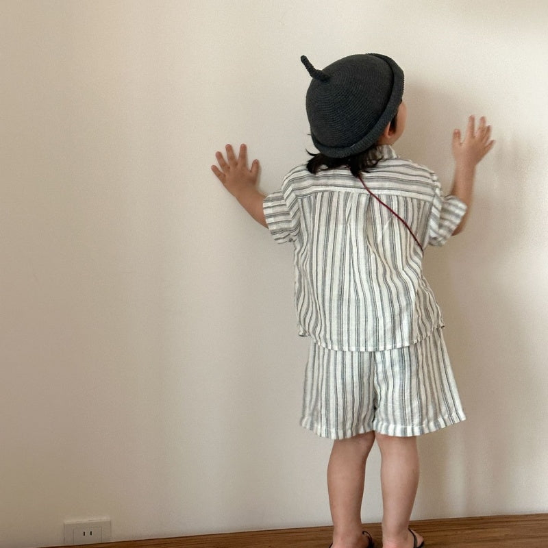 【BABY&KID】夏新作ストライプポケットセットアップ、ワンピースSK104716