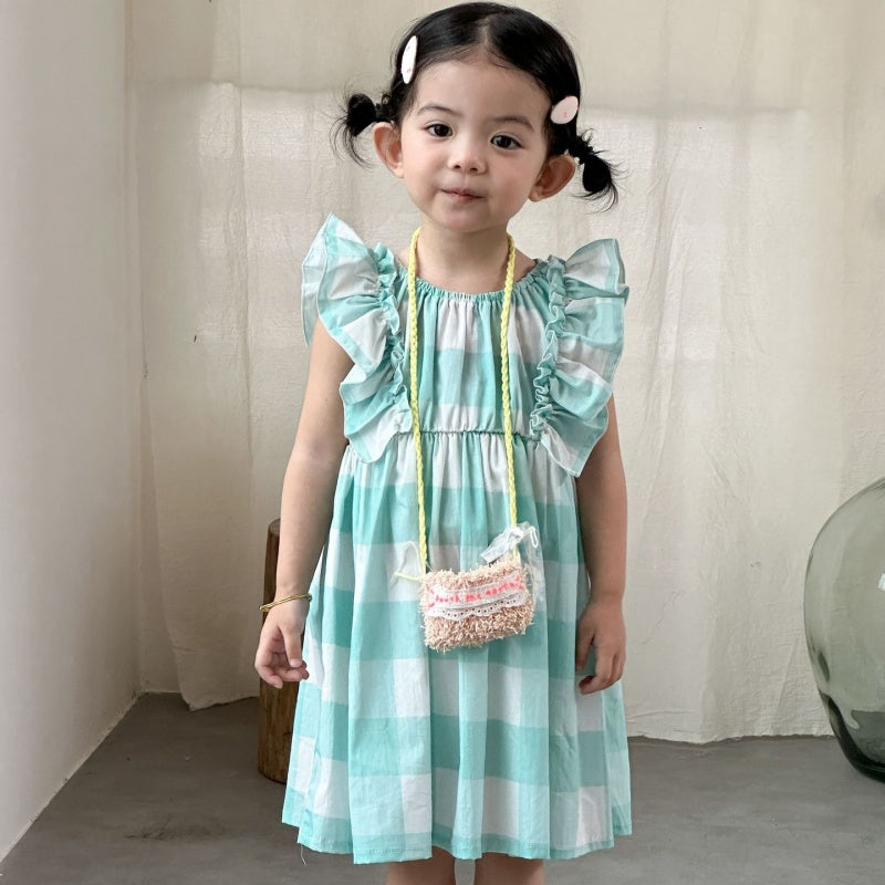 【BABY&KID】夏新作おしゃれチェックセットアップ、ワンピースSK104713