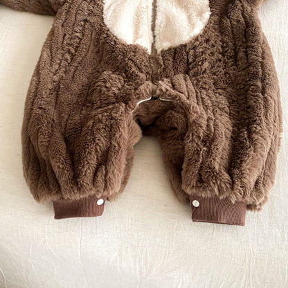 【BABY】うさぎファー風フード裏起毛カバーオールSK102917