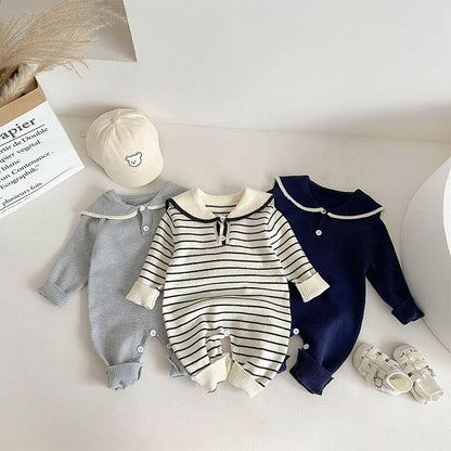 【BABY】セーラー襟ニットロンパース全３色SK11363