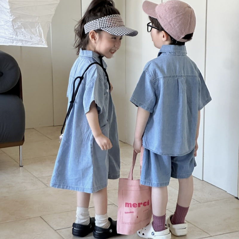 【BABY＆KID】夏新作 おしゃれビッグポケットデニムセットSK063014