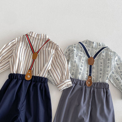 【BABY&KID】韓国風リボンタイシャツ、サロペットパンツSK103521