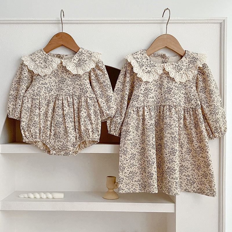 【BABY&KID】丸襟小花柄ロンパース、ワンピースSK107918