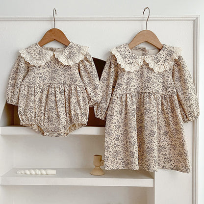 【BABY&KID】丸襟小花柄ロンパース、ワンピースSK107918