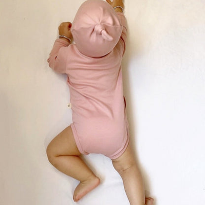 【BABY】北欧風コットンサイドボタンロンパース＆帽子SK102320