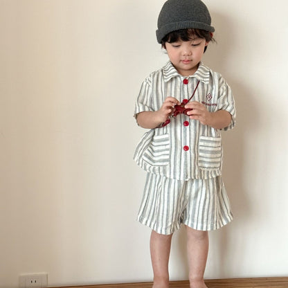 【BABY&KID】夏新作ストライプポケットセットアップ、ワンピースSK104716