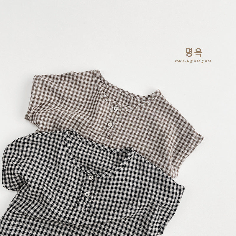 【BABY&KID】夏新作 韓国風チェックシャツSK080816
