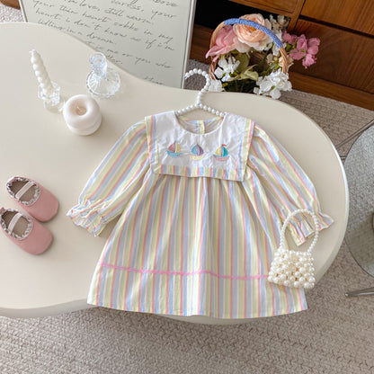 【BABY&KID】カラフル帆船刺繍ワンピースSK011020