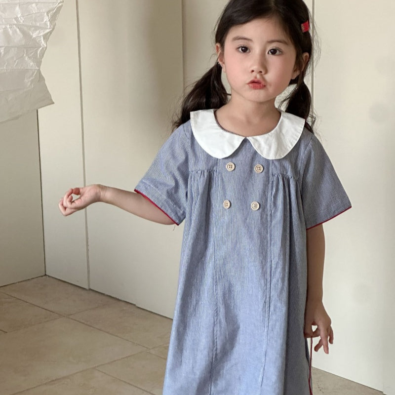 【BABY＆KID】夏新作 ストライプシャツスーツ、ワンピースSK063020