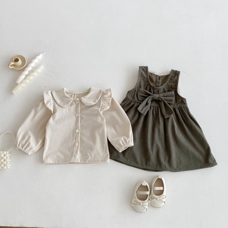 【BABY&KID】コーデュロイ蝶結びワンピース/ベージュトップスSK011027