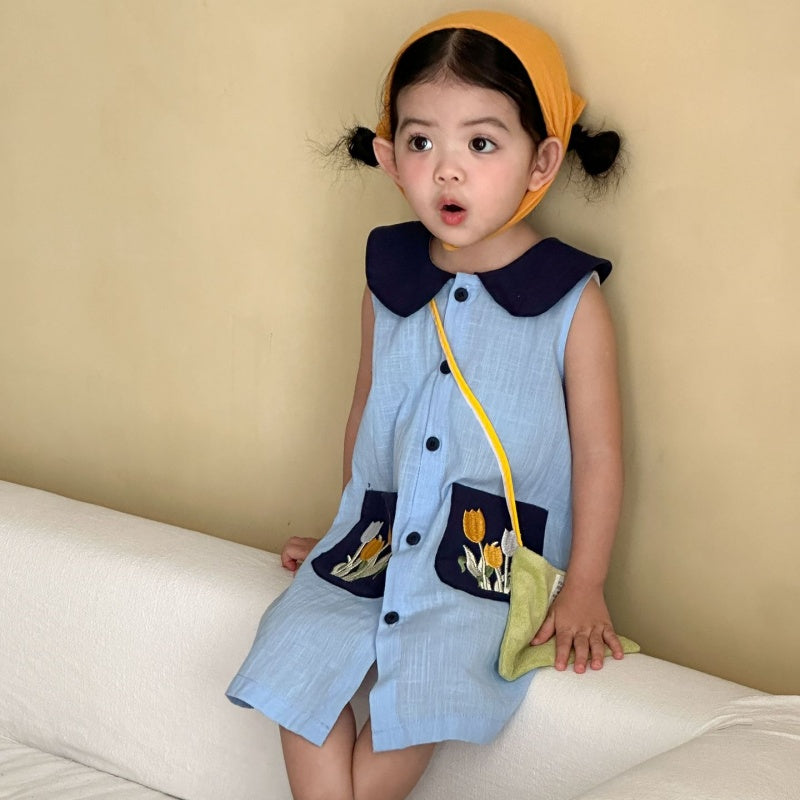 【BABY&KID】夏新作フラワー刺繍セットアップ、ワンピースSK104721