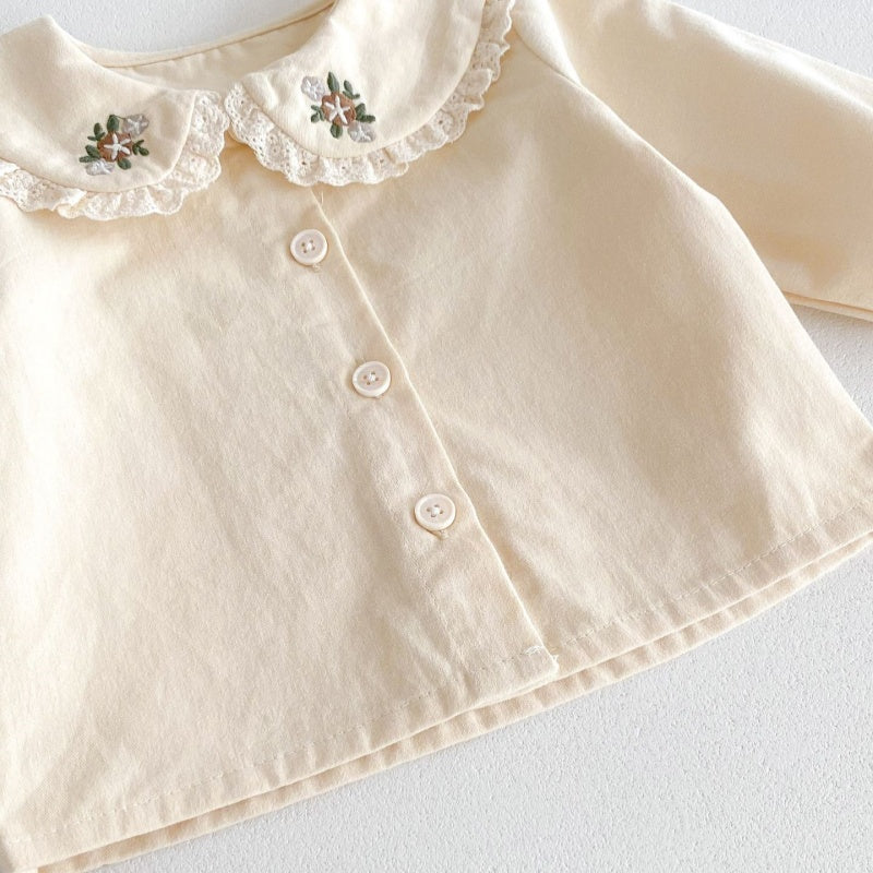 【BABY&KID】花刺しゅう入り丸襟トップス、ノースリーブワンピースSK050807