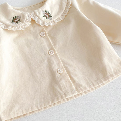 【BABY&KID】花刺しゅう入り丸襟トップス、ノースリーブワンピースSK050807