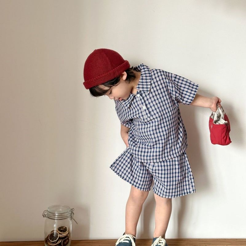 【BABY&KID】夏新作ネイビーチェックセットアップ、ワンピースSK104703