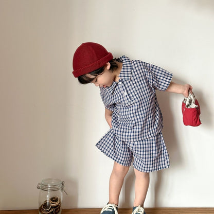 【BABY&KID】夏新作ネイビーチェックセットアップ、ワンピースSK104703