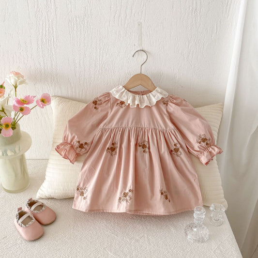 【BABY&KID】レース襟花柄刺繍ワンピースSK011013