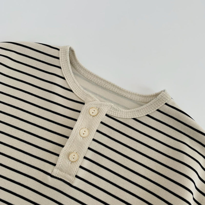 【BABY&KID】胸元スリット入りストライプ長袖SK100518