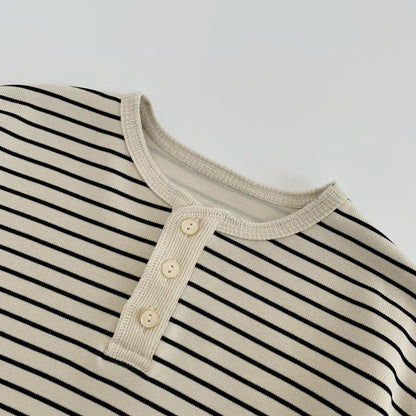 【BABY&KID】胸元スリット入りストライプ長袖SK100518