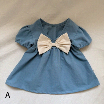 【BABY＆KID】夏新作 フラワー柄半袖蝶結びワンピースSK091330
