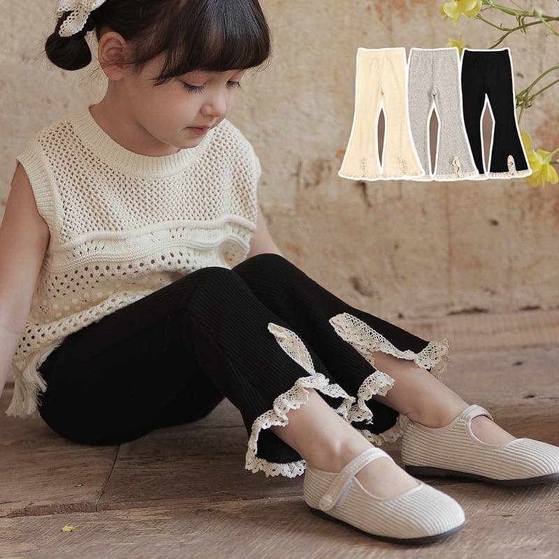 【BABY&KID】無地レース付きフレアパンツSK062005