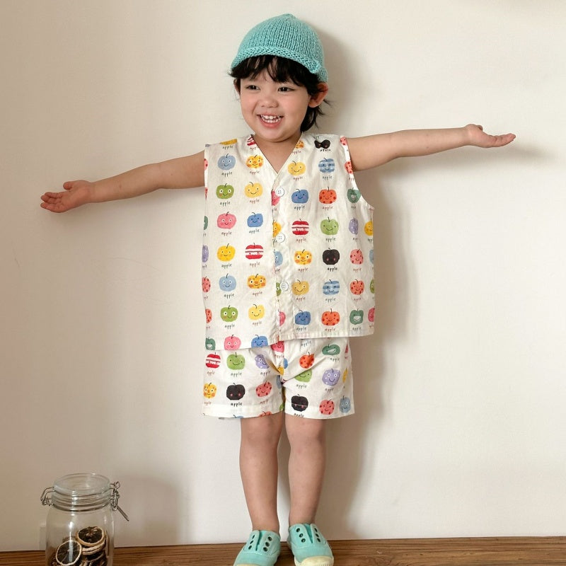 【BABY&KID】夏新作りんご総柄セットアップ、ワンピースSK104708