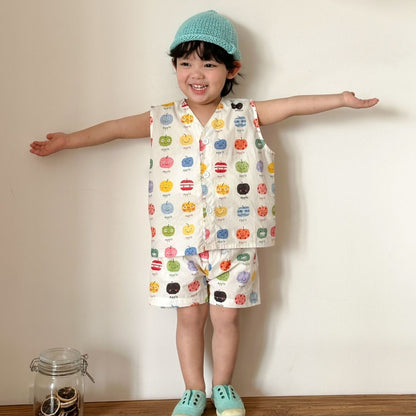 【BABY&KID】夏新作りんご総柄セットアップ、ワンピースSK104708