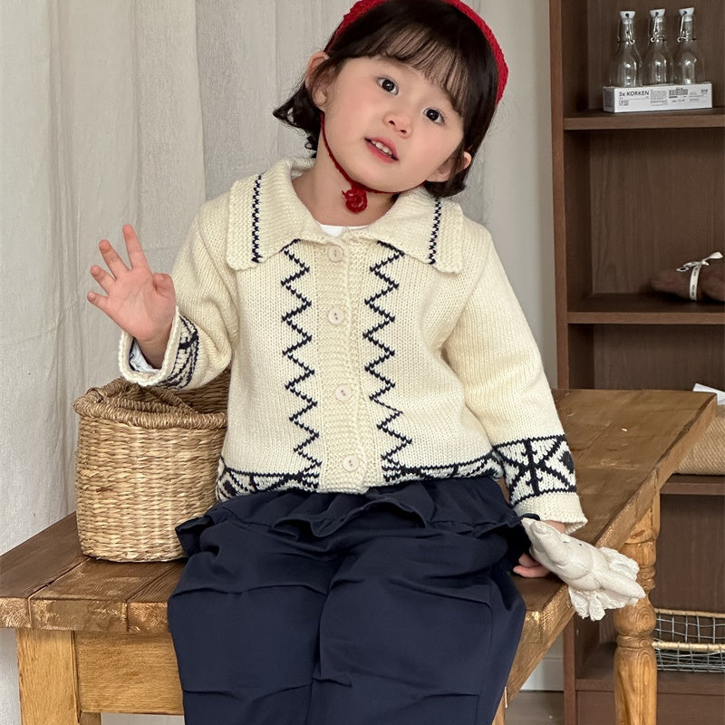 【BABY&KID】配色カラーニットカーデSK101448