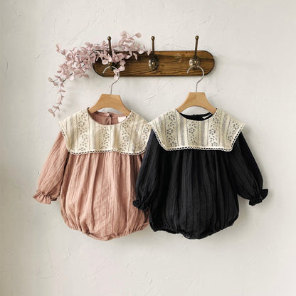 【BABY】レースフリル付ビッグカラー ロンパースSK101509