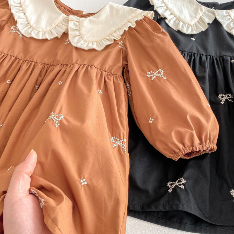 【BABY&KID】レトロ刺繍蝶結びワンピースSK011026