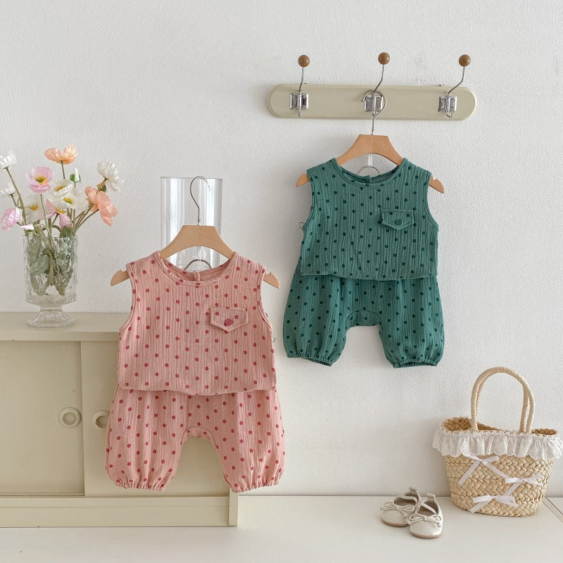 【BABY&KID】夏新作シンプルドットセットアップSK104620
