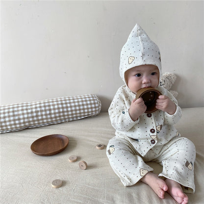 【BABY】梨柄ワッフルセットアップSK101556