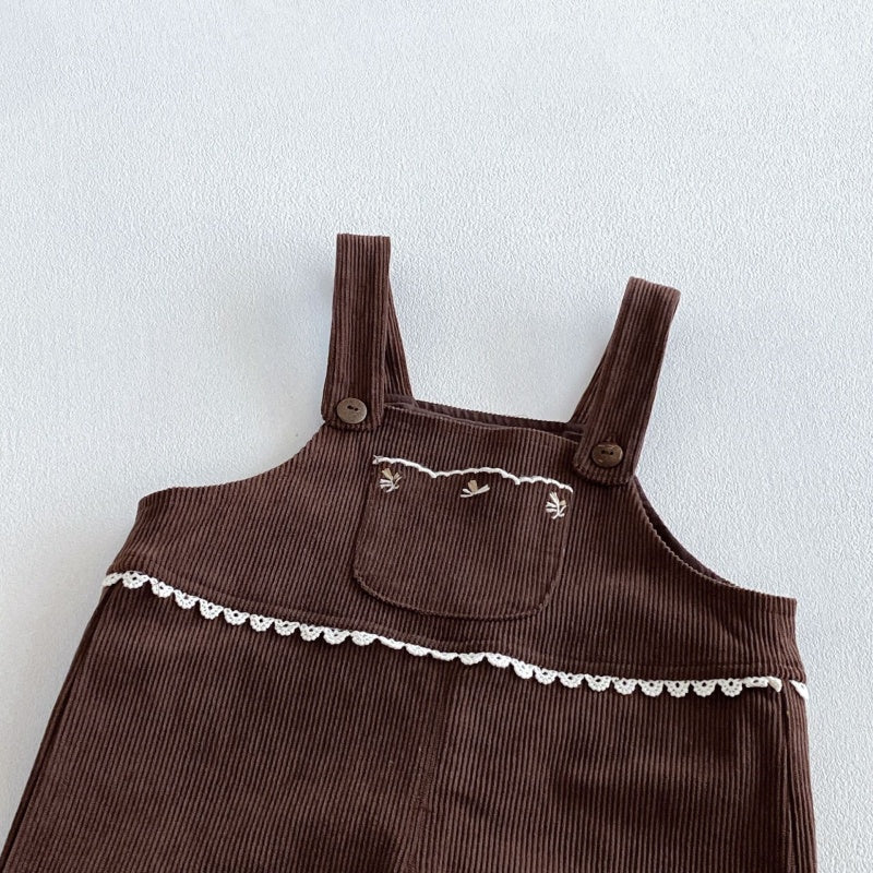 【BABY&KID】パフスリーブシャツ、刺繍サロペット、フレアパンツSK107213