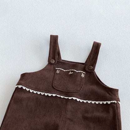 【BABY&KID】パフスリーブシャツ、刺繍サロペット、フレアパンツSK107213