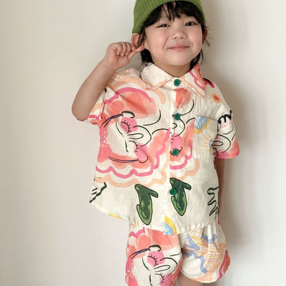【BABY&KID】夏新作カラフルフラワーセットアップ、ワンピースSK104705