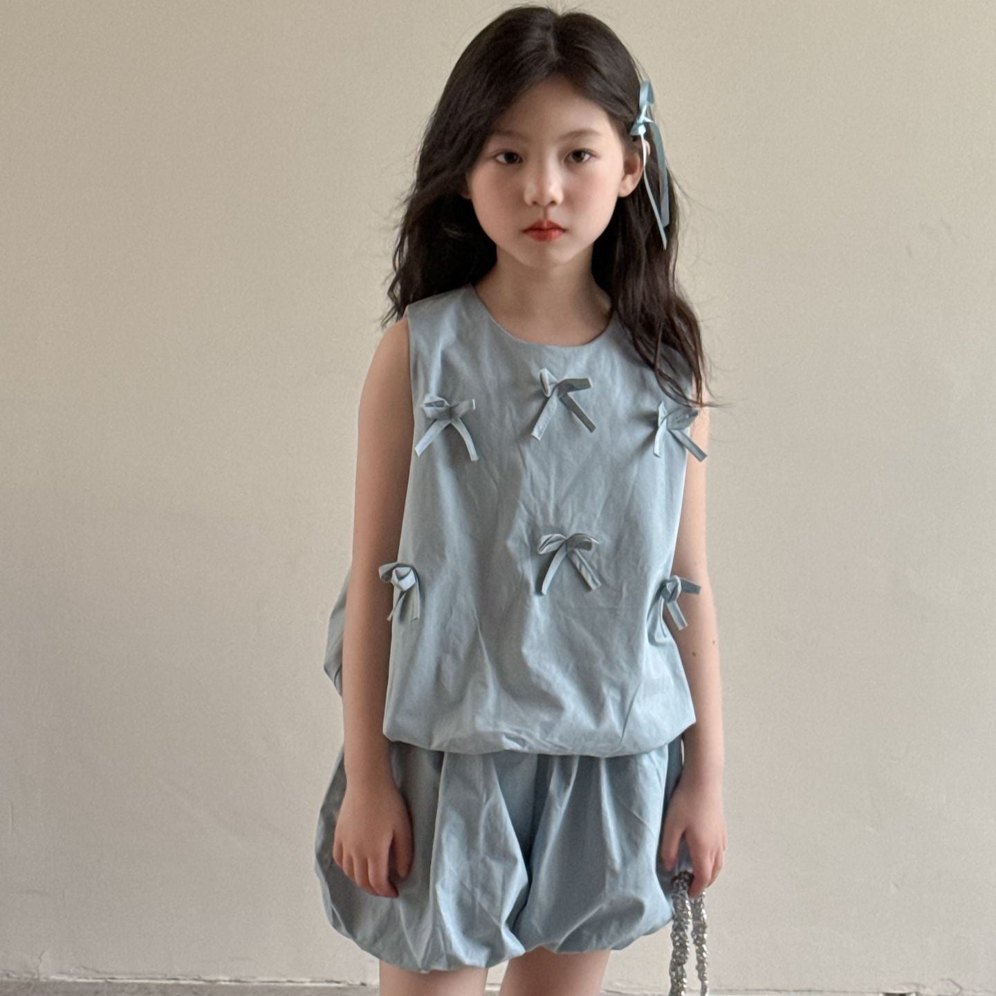 【BABY&KID】夏新作 蝶結び付きおしゃれセットアップSK091627
