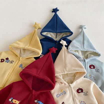 【BABY&KID】冬新作刺繍フード付きスターあったかアウターSK103025