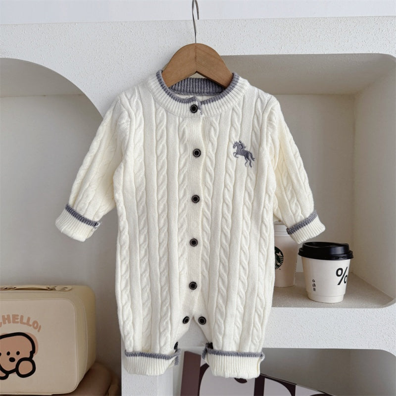 【BABY】ポニー刺繍ニットカバーオールSK106705
