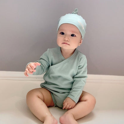 【BABY】北欧風コットンサイドボタンロンパース＆帽子SK102320