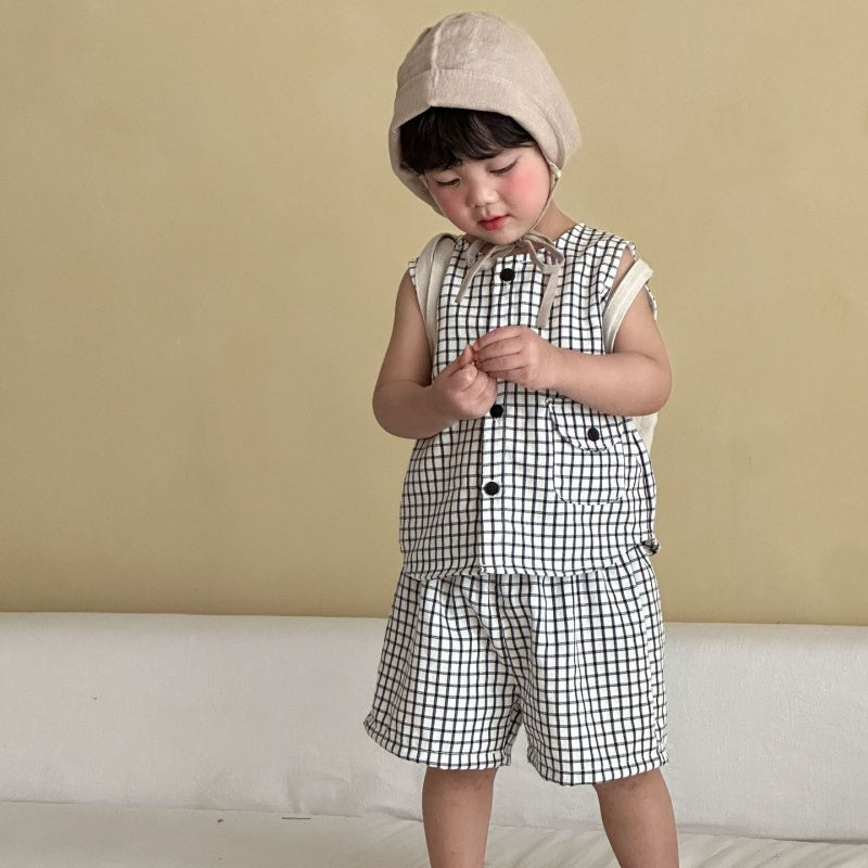 【BABY&KID】夏新作おしゃれチェック柄セットアップ、ワンピースSK104720