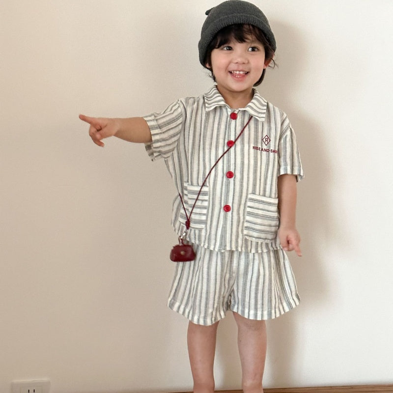 【BABY&KID】夏新作ストライプポケットセットアップ、ワンピースSK104716