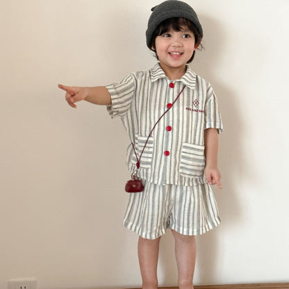 【BABY&KID】夏新作ストライプポケットセットアップ、ワンピースSK104716