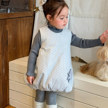 【BABY&KID】冬新作ドットバルーンワンピース、フリル襟ニットSK108318