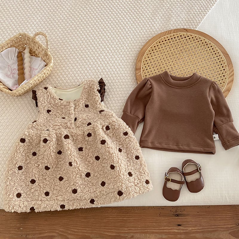 【BABY&KID】冬新作ドット柄もふもふロンパースORオールインワンSK11330