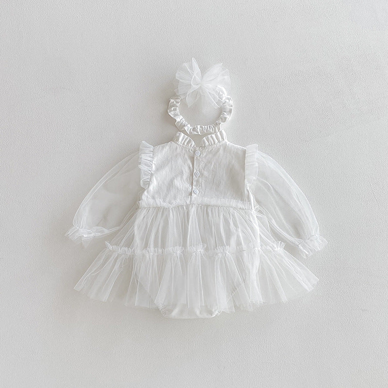 【BABY】チュールボリュームロンパース&ヘアバンドSK101106