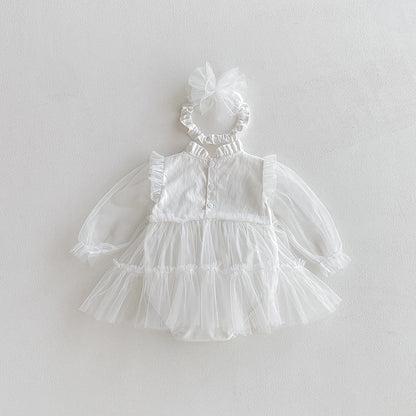 【BABY】チュールボリュームロンパース&ヘアバンドSK101106