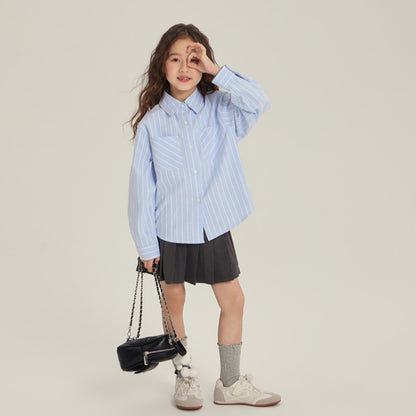 【BABY&KID】リボンスウェット＆ボーダーシャツ＆スカート3点セットSK102433