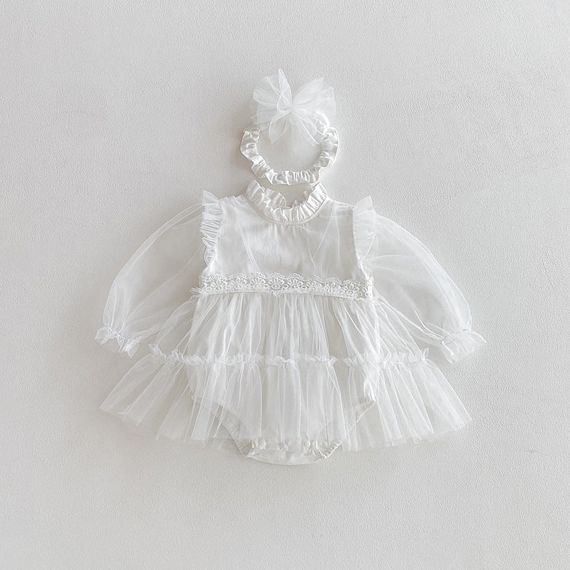 【BABY】チュールボリュームロンパース&ヘアバンドSK101106