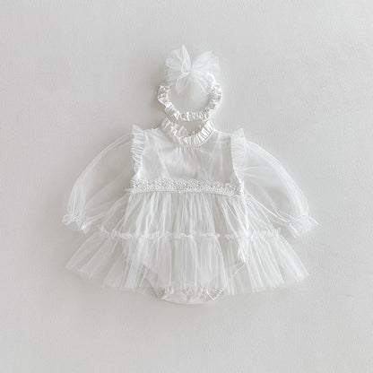 【BABY】チュールボリュームロンパース&ヘアバンドSK101106